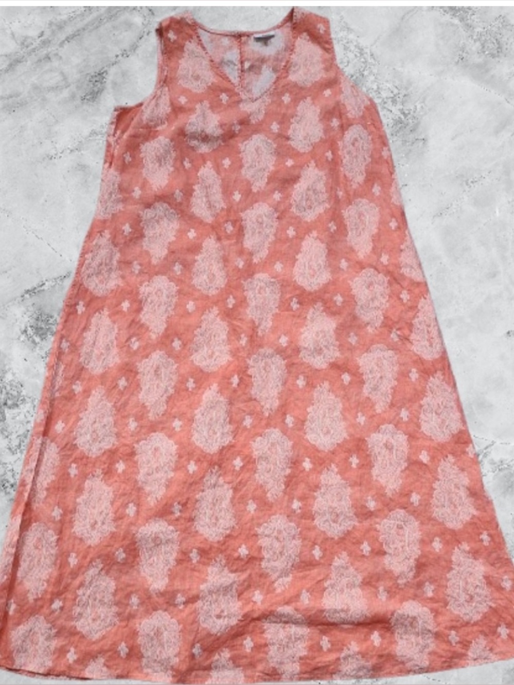 J. Jill love linen Coral and White Paisley maxi dress